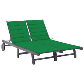 Garden lounger for 2 people and solid acacia wood cushions by , Loungers - Ref: Foro24-3061394, Price: 367,62 €, Discount: %