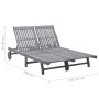 Garden lounger for 2 people and solid acacia wood cushions by , Loungers - Ref: Foro24-3061394, Price: 367,62 €, Discount: %