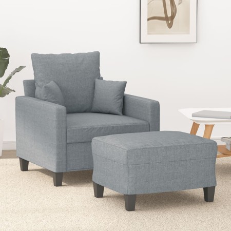 Armchair with stool light gray fabric 60 cm by , Sofas - Ref: Foro24-3201081, Price: 214,22 €, Discount: %