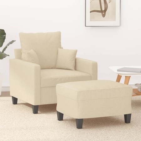 Armchair with stool cream fabric 60 cm by , Sofas - Ref: Foro24-3201083, Price: 199,99 €, Discount: %