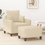 Armchair with stool cream fabric 60 cm by , Sofas - Ref: Foro24-3201083, Price: 199,99 €, Discount: %