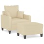 Sillón con taburete tela crema 60 cm de , Sofás - Ref: Foro24-3201083, Precio: 199,99 €, Descuento: %