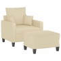 Sillón con taburete tela crema 60 cm de , Sofás - Ref: Foro24-3201083, Precio: 199,99 €, Descuento: %