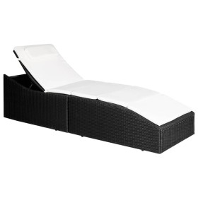 Lounger with black synthetic rattan cushion by vidaXL, Loungers - Ref: Foro24-44134, Price: 157,99 €, Discount: %