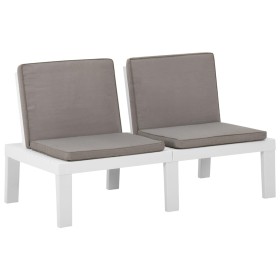 Garden bench with white plastic cushions by , garden benches - Ref: Foro24-315848, Price: 114,99 €, Discount: %