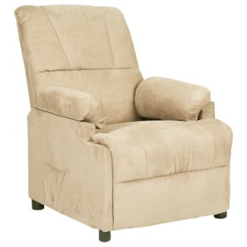 Relaxation armchair in cream-colored synthetic suede leather by , Armchairs - Ref: Foro24-324051, Price: 128,15 €, Discount: %