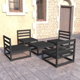 5-teiliges Gartenmöbel-Set mit Kissen aus schwarzem Kiefernholz von , Gartensets - Ref: Foro24-3075268, Preis: 301,99 €, Raba...