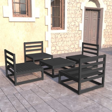 5-teiliges Gartenmöbel-Set mit Kissen aus schwarzem Kiefernholz von , Gartensets - Ref: Foro24-3075268, Preis: 301,73 €, Raba...