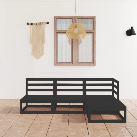 Garden furniture set 4 pieces black solid pine wood by , Garden sets - Ref: Foro24-3075488, Price: 288,79 €, Discount: %