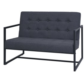 2-Sitzer-Sofa mit Stahlarmlehnen und dunkelgrauem Stoff von vidaXL, Sofas - Ref: Foro24-245525, Preis: 167,99 €, Rabatt: %