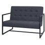 2-Sitzer-Sofa mit Stahlarmlehnen und dunkelgrauem Stoff von vidaXL, Sofas - Ref: Foro24-245525, Preis: 167,29 €, Rabatt: %