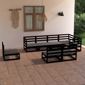 Gartenmöbel-Set 8-teilig aus schwarzem massivem Kiefernholz von , Gartensets - Ref: Foro24-3075668, Preis: 531,99 €, Rabatt: %