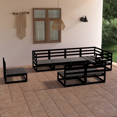 Juego de muebles de jardín 8 piezas negro madera maciza de pino de , Conjuntos de jardín - Ref: Foro24-3075668, Precio: 531,9...