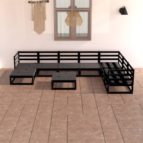 Garden furniture set 8 pieces and black pine wood cushions by , Garden sets - Ref: Foro24-3075713, Price: 611,70 €, Discount: %