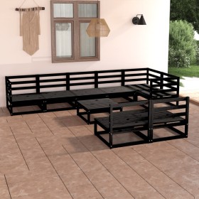 Garden furniture set 9 pieces black solid pine wood by , Garden sets - Ref: Foro24-3075663, Price: 609,99 €, Discount: %