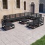 Garden furniture set 11 pieces black solid pine wood by , Garden sets - Ref: Foro24-3075803, Price: 799,11 €, Discount: %