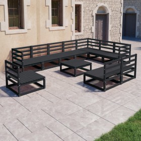 Gartenmöbel-Set 11-teilig, schwarzes massives Kiefernholz von , Gartensets - Ref: Foro24-3075803, Preis: 797,99 €, Rabatt: %