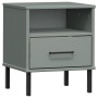 OSLO gray pine solid wood metal legs bedside table by vidaXL, Nightstands - Ref: Foro24-350971, Price: 61,40 €, Discount: %