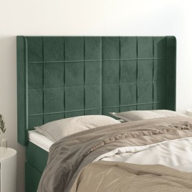 Cabecero con orejas de terciopelo verde oscuro 147x16x118/128cm de , Cabeceros y pies de cama - Ref: Foro24-3119631, Precio: ...