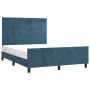 Estructura cama con cabecero terciopelo azul oscuro 140x190 cm de , Camas y somieres - Ref: Foro24-3125755, Precio: 241,84 €,...