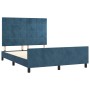 Estructura cama con cabecero terciopelo azul oscuro 140x190 cm de , Camas y somieres - Ref: Foro24-3125755, Precio: 241,84 €,...