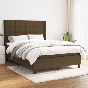 Cama box spring con colchón tela marrón oscuro 140x190 cm de , Camas y somieres - Ref: Foro24-3131428, Precio: 504,32 €, Desc...