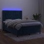 Box spring bed with mattress and LED dark blue velvet 140x200 cm by , Beds and slatted bases - Ref: Foro24-3136129, Price: 52...