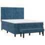 Box spring bed with dark blue velvet mattress 140x200 cm by , Beds and slatted bases - Ref: Foro24-3137849, Price: 565,36 €, ...