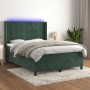 Cama box spring colchón y LED terciopelo verde oscuro 140x200cm de , Camas y somieres - Ref: Foro24-3139568, Precio: 541,96 €...