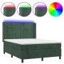 Box spring bed with mattress and LED dark green velvet 140x200cm by , Beds and slatted bases - Ref: Foro24-3139568, Price: 54...