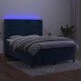 Box spring bed with mattress and LED dark blue velvet 140x190 cm by , Beds and slatted bases - Ref: Foro24-3139563, Price: 49...