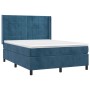 Box spring bed with mattress and LED dark blue velvet 140x190 cm by , Beds and slatted bases - Ref: Foro24-3139563, Price: 49...