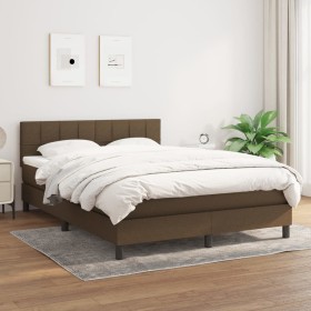 Cama box spring con colchón tela marrón oscuro 140x190 cm de , Camas y somieres - Ref: Foro24-3140052, Precio: 436,41 €, Desc...