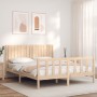 Bed frame with solid wood headboard 160x200 cm by , Beds and slatted bases - Ref: Foro24-3192956, Price: 164,15 €, Discount: %