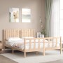 Bed frame with solid wood headboard 160x200 cm by , Beds and slatted bases - Ref: Foro24-3192956, Price: 164,15 €, Discount: %