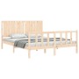 Bed frame with solid wood headboard 160x200 cm by , Beds and slatted bases - Ref: Foro24-3192956, Price: 164,15 €, Discount: %