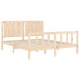 Bed frame with solid wood headboard 160x200 cm by , Beds and slatted bases - Ref: Foro24-3192956, Price: 164,15 €, Discount: %