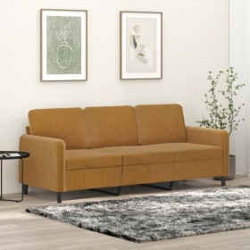 3-Sitzer-Sofa aus braunem Samt, 180 cm von , Sofas - Ref: Foro24-349060, Preis: 242,51 €, Rabatt: %