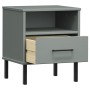 OSLO gray pine solid wood metal legs bedside table by vidaXL, Nightstands - Ref: Foro24-350971, Price: 61,40 €, Discount: %