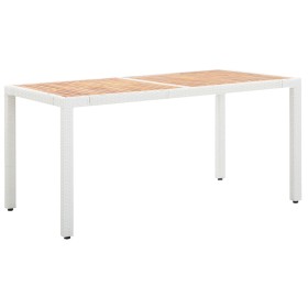 Garden table synthetic rattan white acacia wood 150x90x75cm by , Garden tables - Ref: Foro24-45989, Price: 168,54 €, Discount: %