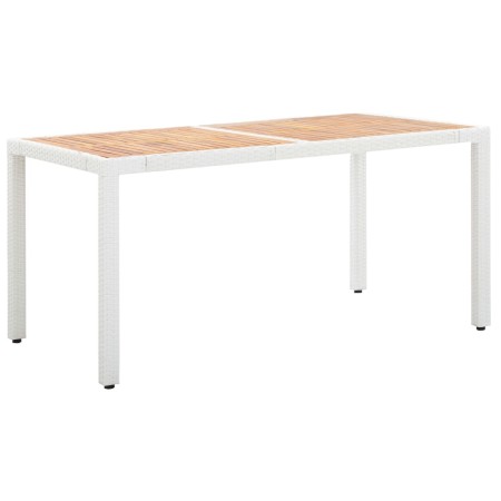 Mesa de jardín ratán sintético madera acacia blanco 150x90x75cm de , Mesas de jardín - Ref: Foro24-45989, Precio: 168,54 €, D...