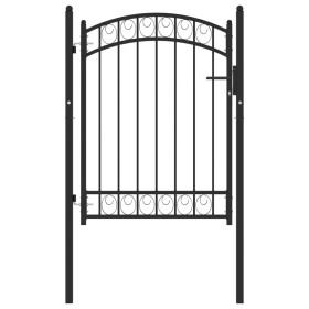 Garden gate with upper arch black steel 100x125 cm by , garden gates - Ref: Foro24-146369, Price: 207,99 €, Discount: %