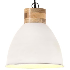 Industrial white iron and wood hanging lamp 46 cm E27 by , Lamps - Ref: Foro24-320880, Price: 83,99 €, Discount: %