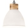 Lámpara colgante industrial hierro blanco y madera 46 cm E27 de , Lámparas - Ref: Foro24-320880, Precio: 83,32 €, Descuento: %