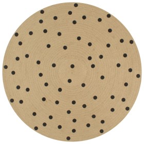 Alfombra de yute tejida a mano con estampado de lunares 120 cm de , Alfombras - Ref: Foro24-133687, Precio: 29,99 €, Descuent...