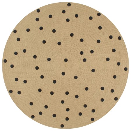 Hand-woven jute rug with polka dot print 120 cm by , Rugs - Ref: Foro24-133687, Price: 29,22 €, Discount: %