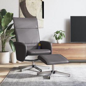 Sillón de masaje reclinable con reposapiés cuero sintético gris de , Sillones - Ref: Foro24-356655, Precio: 132,99 €, Descuen...