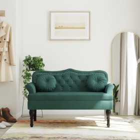 Bench with dark green velvet cushions 120.5x65x75 cm by , Banks - Ref: Foro24-372142, Price: 186,59 €, Discount: %