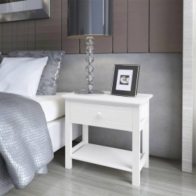 Mesita de noche de madera blanca de vidaXL, Mesitas de noche - Ref: Foro24-242870, Precio: 55,44 €, Descuento: %