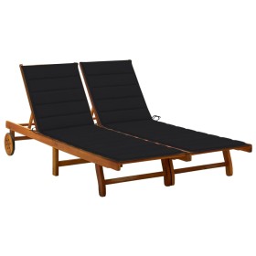 Garden lounger for 2 people and solid acacia wood cushions by , Loungers - Ref: Foro24-3061381, Price: 369,11 €, Discount: %